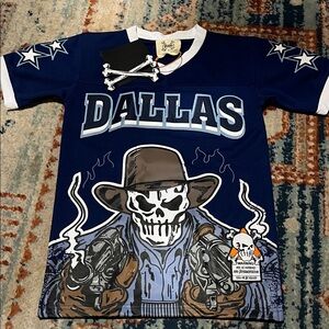 Dallas Kids Cowboy Skeleton Graphic Jersey - Blue and White